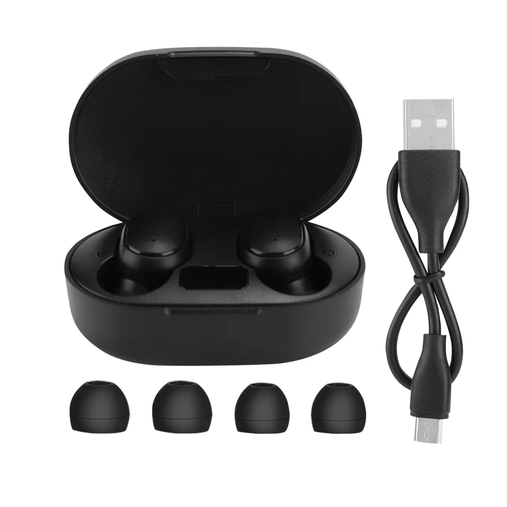 Fone de Ouvido Bluetooth 5.0 Sem Fio Preto com Visor LED - Com Borracha - Imagem 2